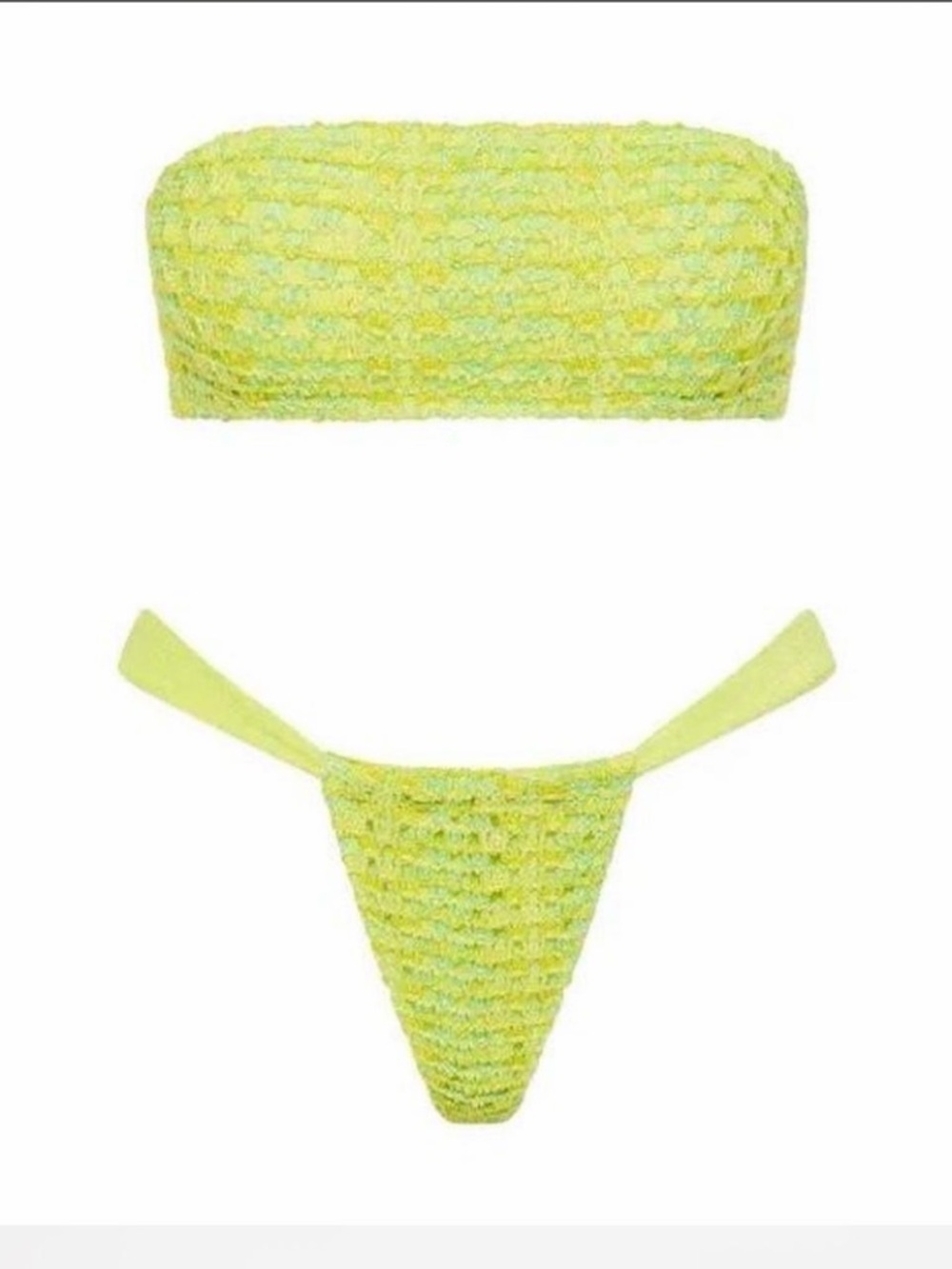 triangl swimwear Neon Yellow Textured Bandeau Bikini Set